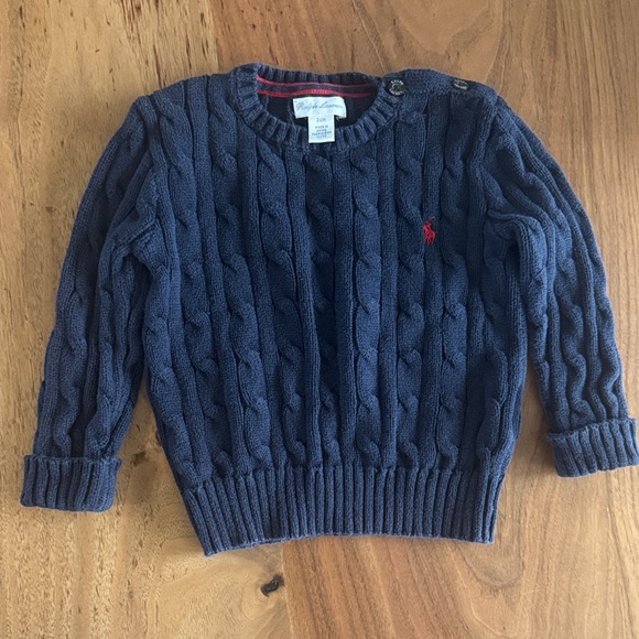 Ralph Lauren Navy Cable Knit Sweater - Picture 2 of 3